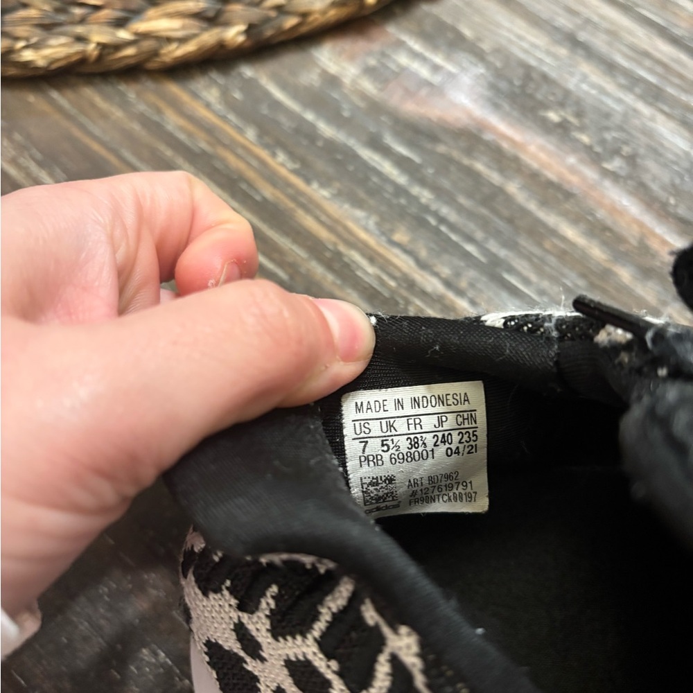 adidas Black and White Leopard Knit Slip-On Sneakers - Picture 7 of 7